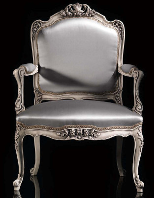 Esszimmer Stühle Luxus Sessel Stuhl Holz Silber Thron Barock Wohnzimmer Möbel