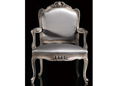 Esszimmer Stühle Luxus Sessel Stuhl Holz Silber Thron Barock Wohnzimmer Möbel