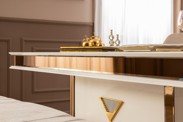 Tisch 4x Stühle Gruppe Esszimmer Garnitur 5tlg. Set Möbel Essgruppe Beige