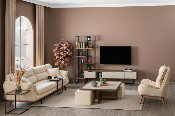 Wohnwand Wohnzimmer Möbel TV Ständer Bücherregal 240cm Holz Wohnwände