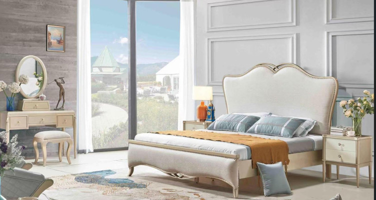 Bett Polster Design Luxus Doppel Betten Weiß 180x200cm Schlafzimmer Möbel Neu