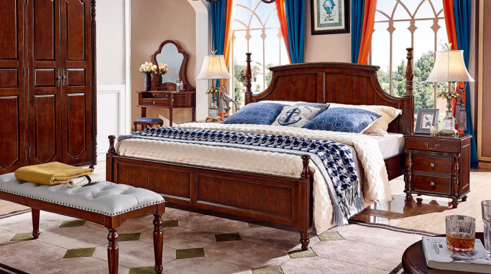 Betten Massiv Doppelbett Bett Möbel Holz Design Schlafzimmer klassisch