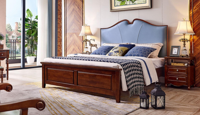 Doppelbett Luxus Schlafzimmer Holz Bett Polster Bettrahmen Möbel