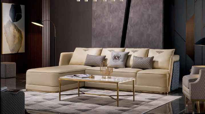 Sofa LForm Ledersofa Couch Wohnlandschaft Garnitur Design Modern