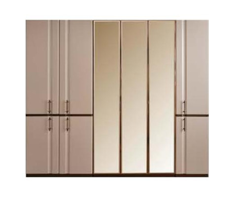 Modernes Beiges Doppelbett 2x Nachttische Kleiderschrank Holz Möbel