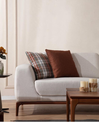 Luxus Weiß Sofagarnitur Sofa 3 Sitzer Sessel Stoff Modern Modern Set neu