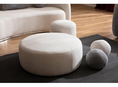 Weißer Luxus Polster Hocker Rundhocker Sitzmöbel Designer Stilvolle Möbel