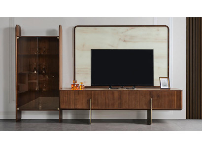 Wohnzimmer Set Besteht aus Vitrine TV Lowboard und TV Rahmen 3tlg. neu