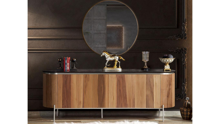 Luxuriös Esszimmer Set Modern Besteht aus Schwarz Anrichte und Spiegel