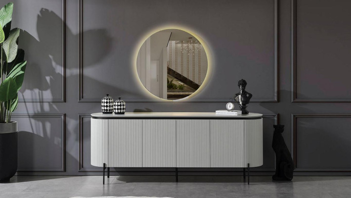 Stilvoll Esszimmer Set Besteht aus Anrichte und Spiegel Weiße farbe 2tlg