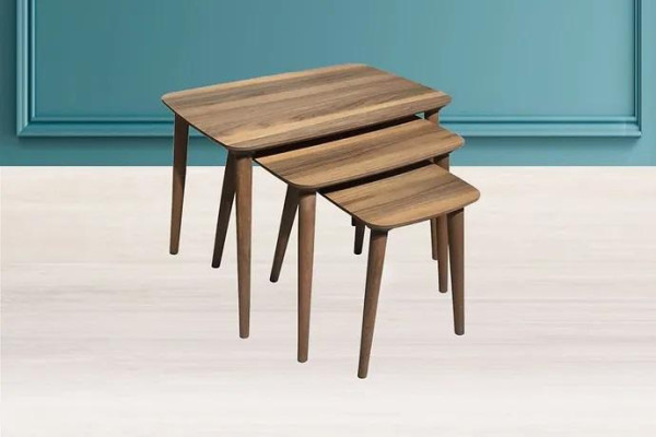  Rechteckiges Couchtische Set 3x Tische Wohnzimmer Esszimmer Braun Holz