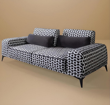  Stilvoller 3-Sitzer Mustersofa Polster Couchen Wohnzimmer Holzgestell