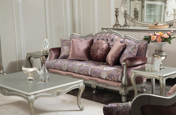 Sofa 3 Sitzer Lila Wohnzimmer Klassische Design Möbel Sofas Luxus Neu