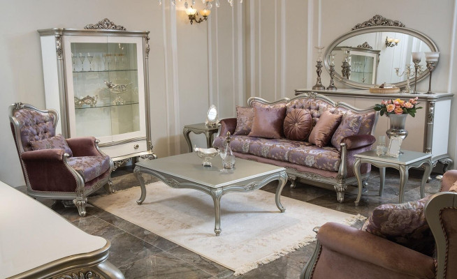 Sofa 3 Sitzer Lila Wohnzimmer Klassische Design Möbel Sofas Luxus Neu