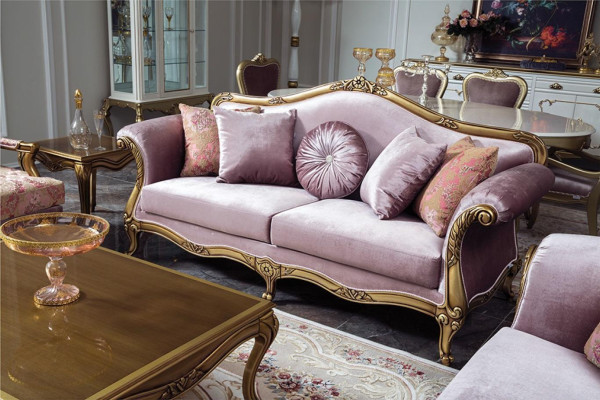 Sofa 3 Sitzer Lila Textil Sofas Couch Polster Luxus klassisch Dreisitzer