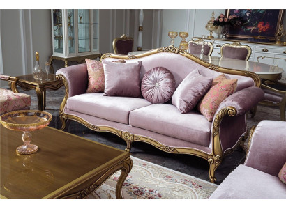 Sofa 3 Sitzer Lila Textil Sofas Couch Polster Luxus klassisch Dreisitzer