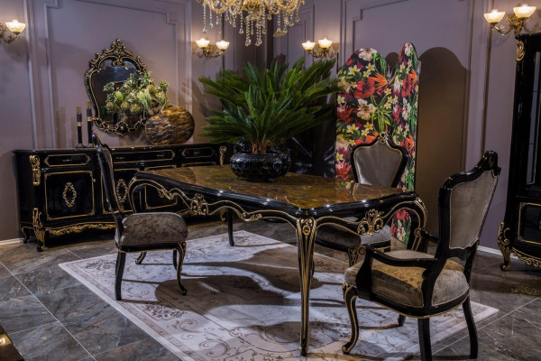 Design Esszimmer Set Garnitur Holz Möbel 4x Stuhl Tisch Kommode Neu 6tlg