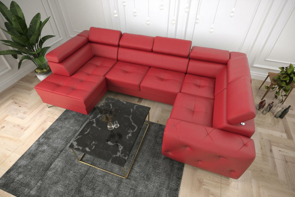 Wohnlandschaft Sofa Couch Polster Ecke Textil Kunstleder Edle Ecksofa U-Form