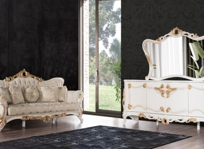 Dreisitzer Couch Polster Sofa Möbel Wohnzimmer Set mit Anrichte 3tlg.