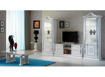 Wohnzimmerset Wohnwand Vitrine Kommode Tisch RTV Vitrinen Komplett 3tlg Set Neu