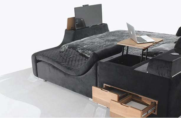 Bett mit tv Lift Fernseher Multifunktion Betten Doppelbett Schlafzimmer