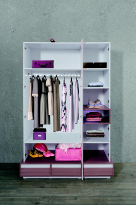 Kinderzimmer Jugendzimmer Holz Schrank Kinderschrank 4 türiger Weiß