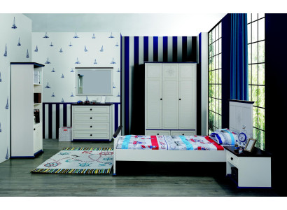 Kinderzimmer Komplett Set Bett Nachttisch Kleiderschrank Kommode Spiegel 6tlg