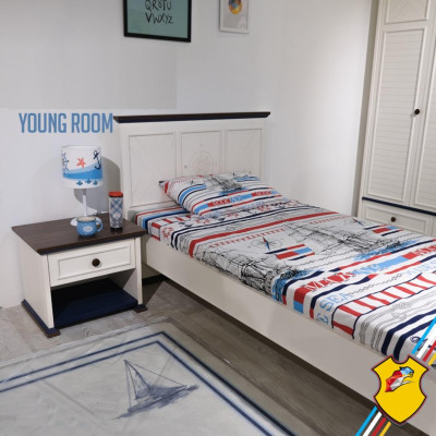 Kinderzimmer Komplett Set Bett Nachttisch Kleiderschrank Kommode Spiegel 6tlg