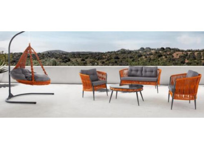 Orange Garten Sitzmöbel Sofagarnitur Zweisitzer Sessel Couchtisch Set