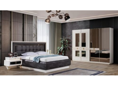 Schlafzimmer Set Design Modern Luxus Möbel Bett 2x Nachttische 4tlg.