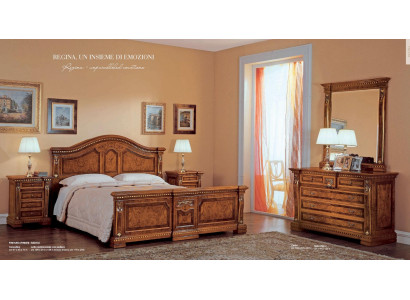 Schlafzimmer Doppelbett Garnitur Bett Nachttische Kommode Spiegel Set