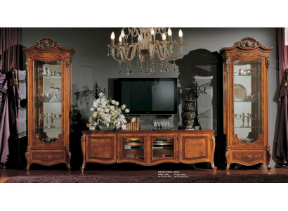 Garnitur Wohnzimmer RTV Lowboard Vitrinen TV Ständer Wohnwand Holz Set