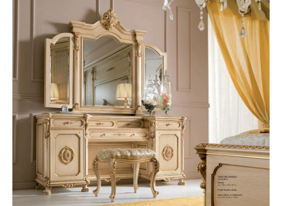 Schminktisch Konsoletische mit Spiegel Konsole Holz Luxus Beige Barock
