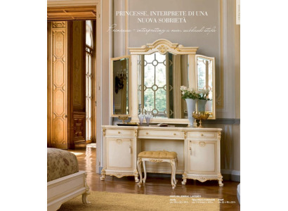 Schminktisch Spiegel Frisiertisch Konsolentisch Beige Luxus Holz Set