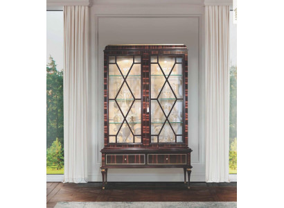 Vitrine Schränke Vitrinen Luxus Schrank Wohnzimmer Holz Braun Glas