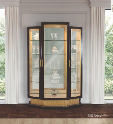 Vitrine Schränke Vitrinen Luxus Schrank Wohnzimmer Holz Schwarz Gold