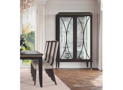 Vitrine Schränke Vitrinen Braun Schrank Luxus Wohnzimmer Holz Glas