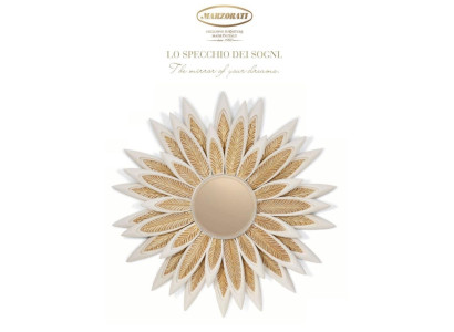 Wandspiegel Spiegel Blume Rund Luxus Schlafzimmer Gold Holz Modern