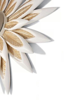 Wandspiegel Spiegel Blume Rund Luxus Schlafzimmer Gold Holz Modern