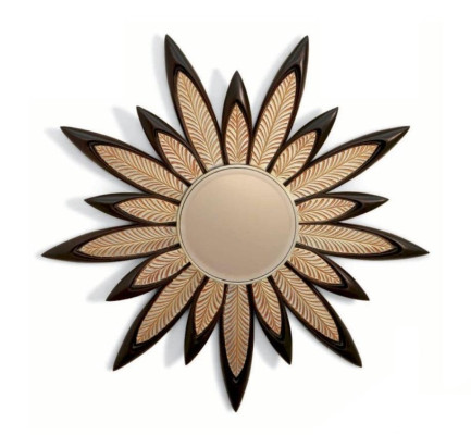 Wandspiegel Spiegel Blume Rund Luxus Schlafzimmer Holz Modern Schwarz