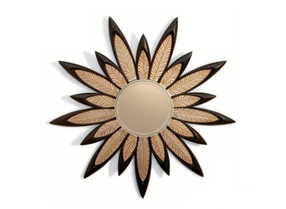 Wandspiegel Spiegel Blume Rund Luxus Schlafzimmer Holz Modern Schwarz