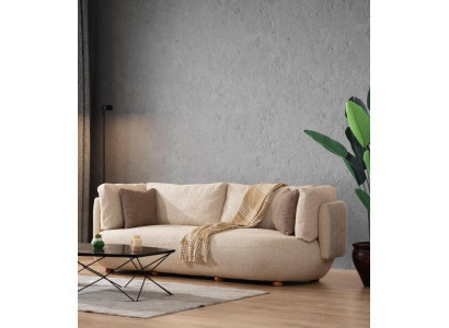 Hellbeiges Polstersofa Wohnzimmer Einrichtung Designer 3-Sitzer Couch