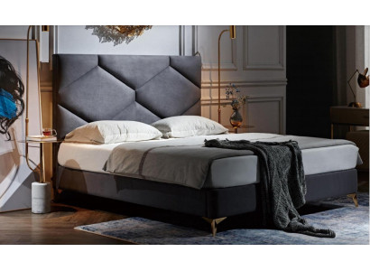 Schlafzimmer Set Bett + 2x Nachttische 3tlg. Nachttisch Möbel Luxus Hotel Samt