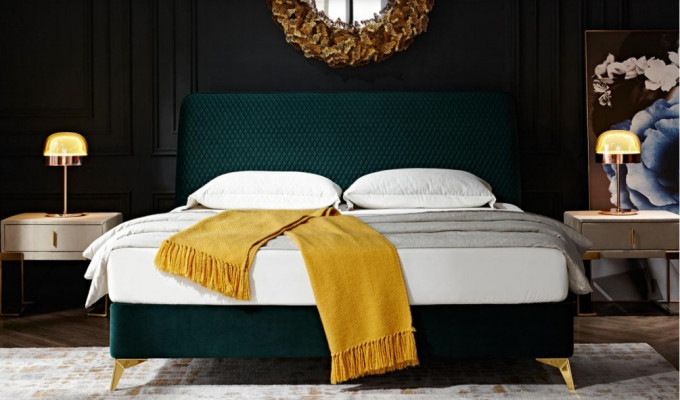 Schlafzimmer 3 tlg. Set Bett 2x Nachttisch Konsole Betten Polster Doppel Hotel