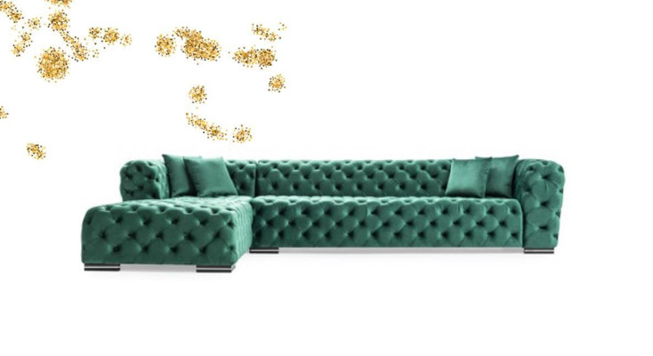 Ecksofa L Form Sofa Couch Design Couchen Polster Textil Neu Eck Garnitur Grün