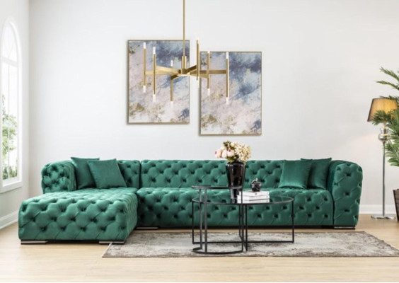 Ecksofa L Form Sofa Couch Design Couchen Polster Textil Neu Eck Garnitur Grün