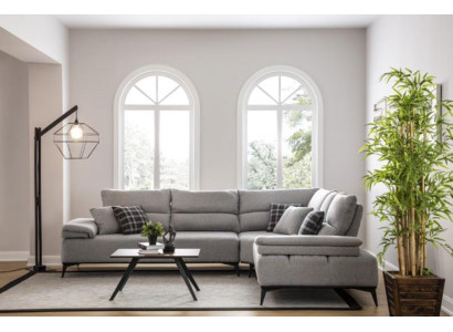 Ecksofa L Form Sofa Couch Design Couchen Polster Textil Neu Eck Garnitur Grau
