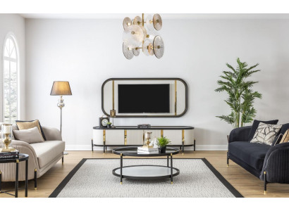 Luxus Set Modern rtv Wohnzimmer Polster Sitz Sofagarnitur 3 + 3 Sitz Couchtisch