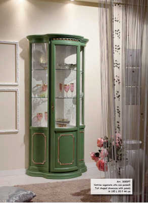 Halber Schrank Vitrinen Glas Schrank Vitrine Holz Wohnzimmer Luxus Grün Anrichte