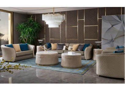 Luxus Möbel Sofagarnitur Couch Sofa Polster 421 Sitzer mit 2x Couchtisch 5tlg.